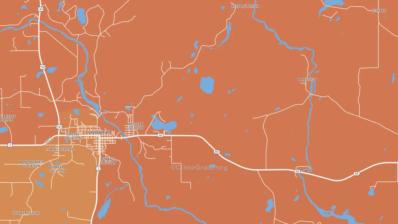 Tobin Location, MI Map of Burglary Rates