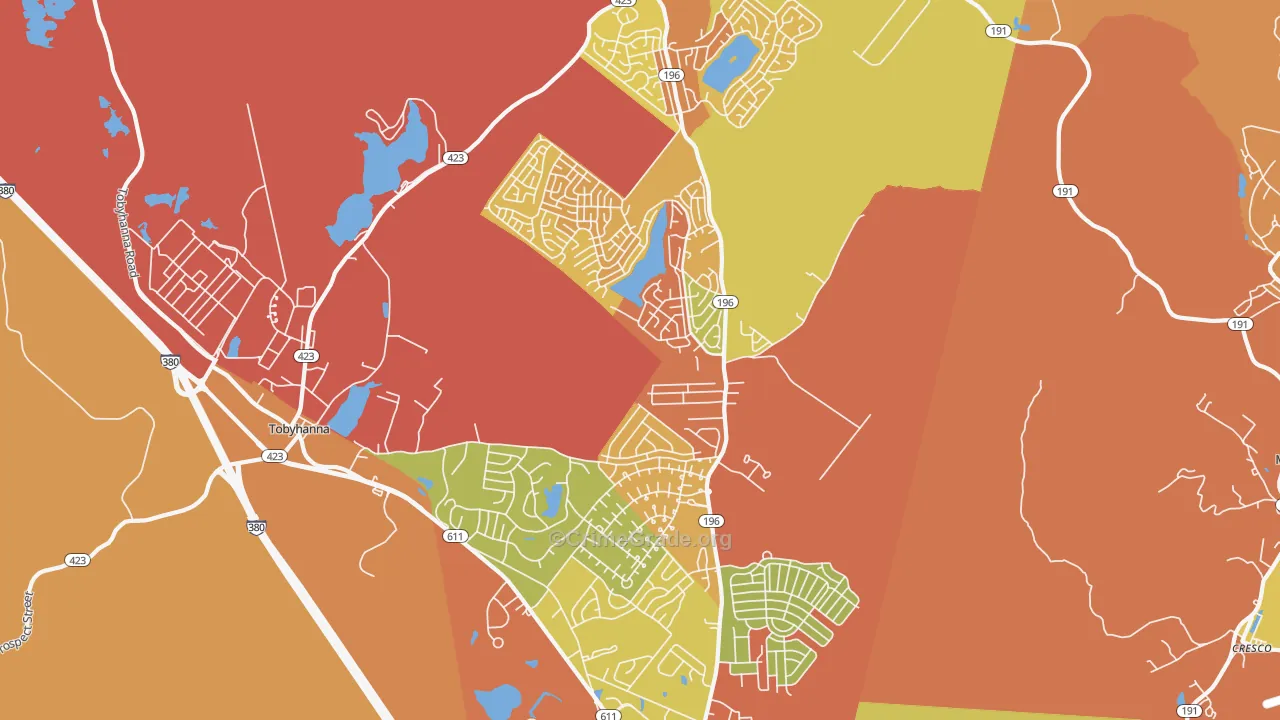 Tobyhanna, PA Map of Burglary Rates
