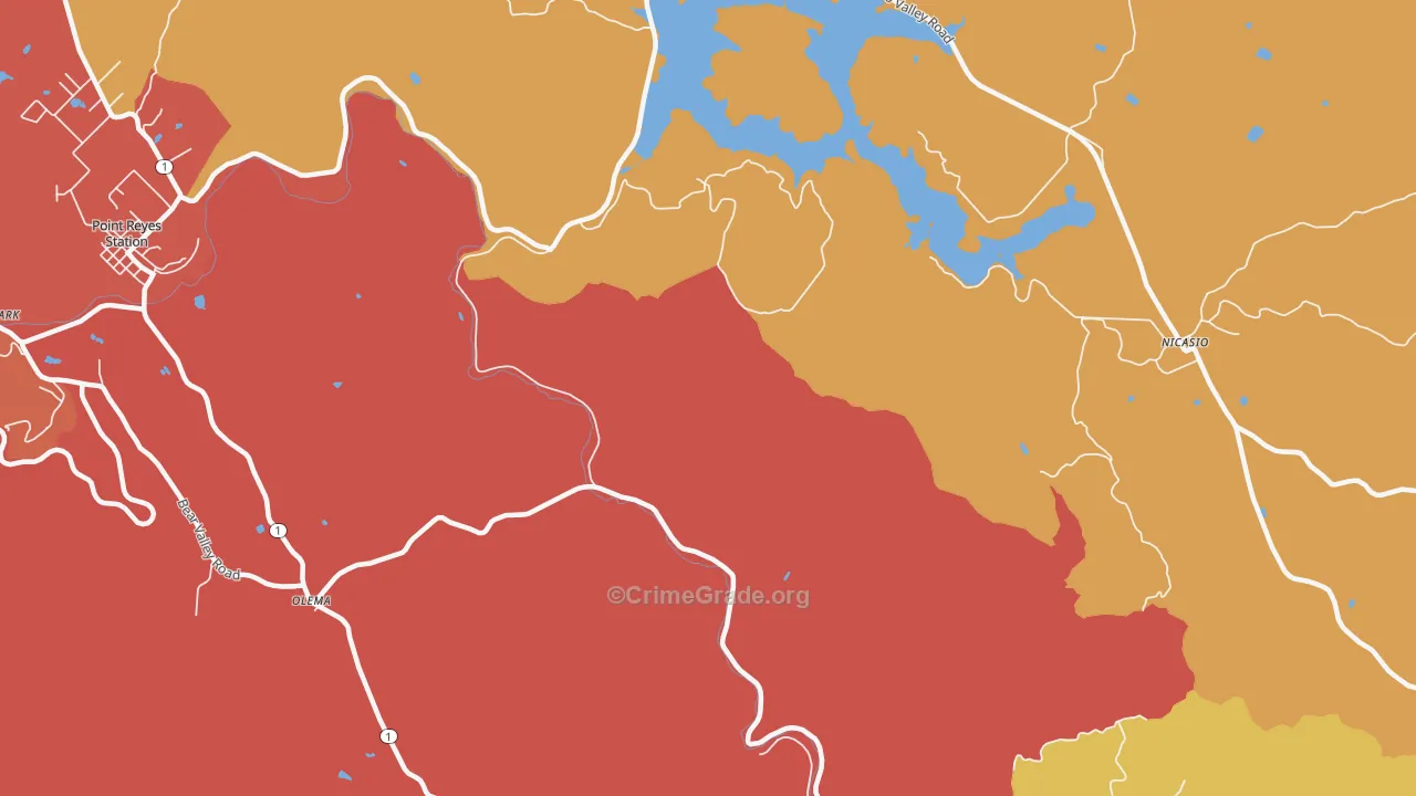 Tocaloma, CA Map of Burglary Rates