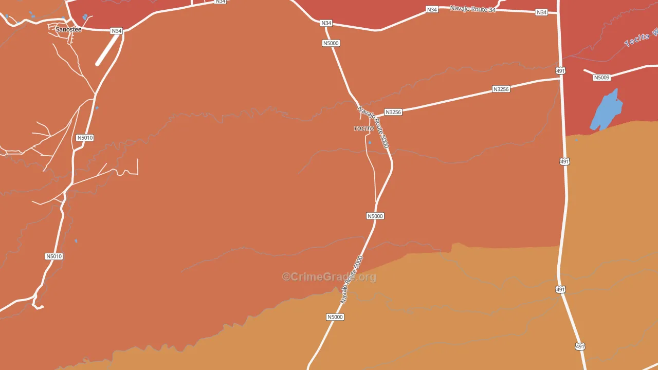 Tocito, NM Map of Burglary Rates