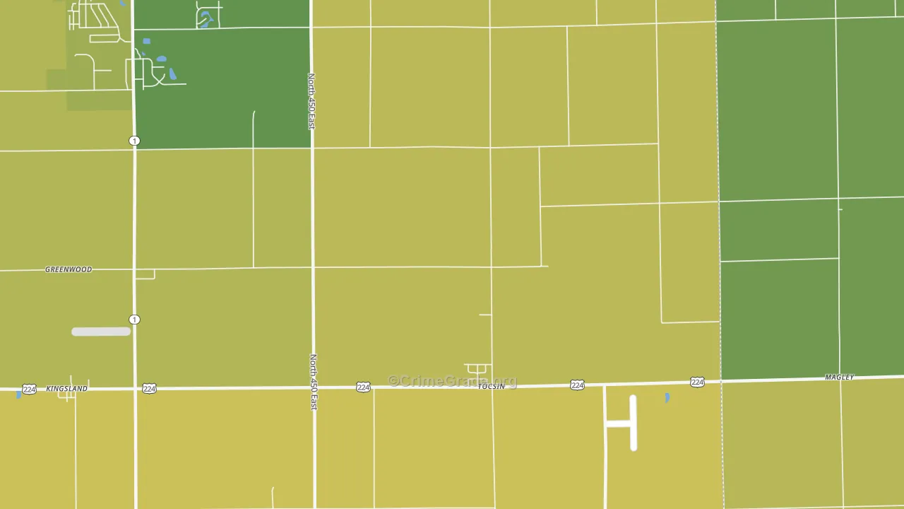 Tocsin, IN Map of Burglary Rates