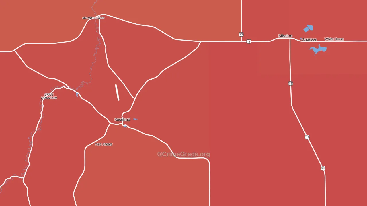 Todd County, SD Map of Burglary Rates