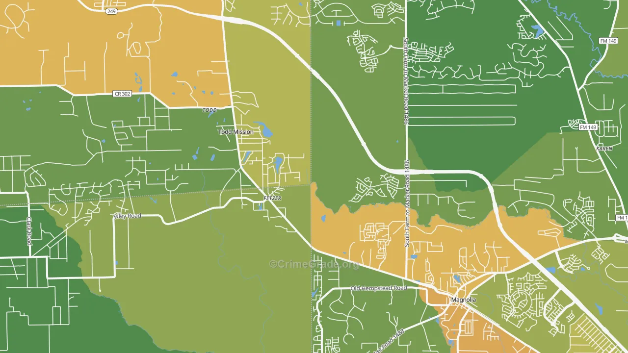 Todd Mission, TX Map of Burglary Rates