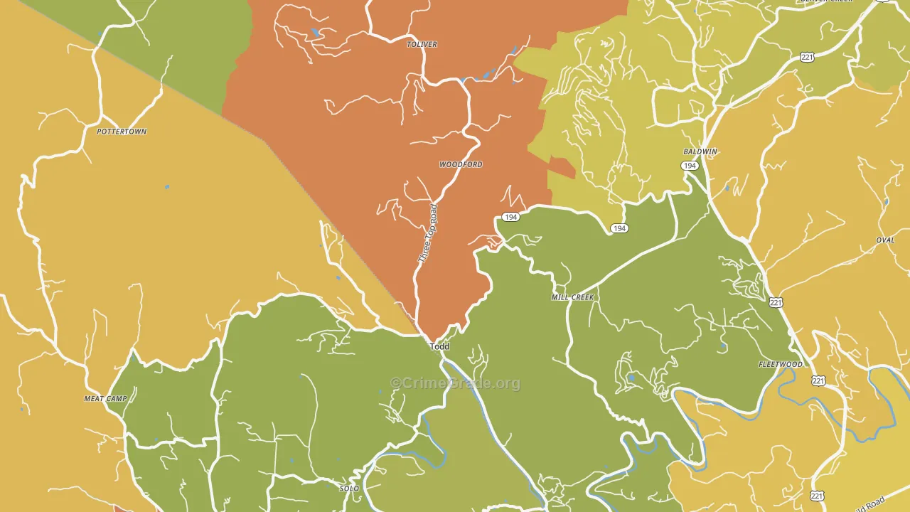 Todd, NC Map of Burglary Rates