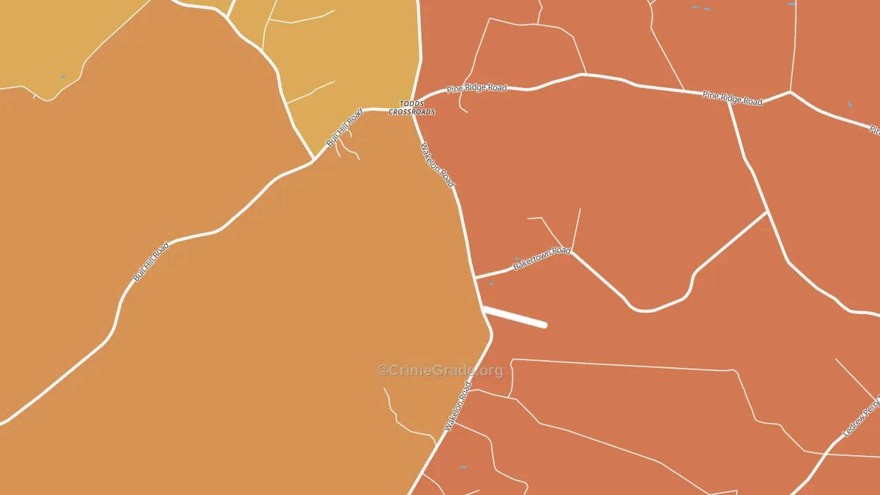 Todds Crossroads, NC Map of Burglary Rates