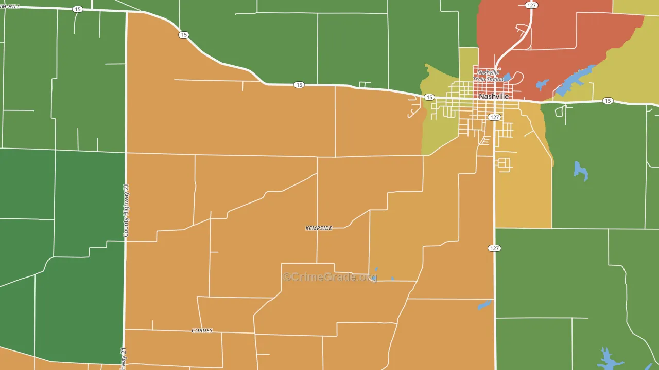 Todds Mill, IL Map of Burglary Rates