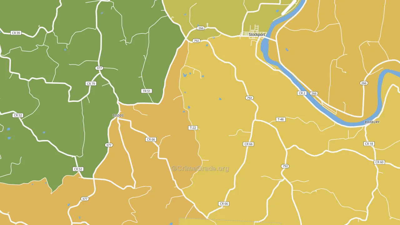 Todds, OH Map of Burglary Rates
