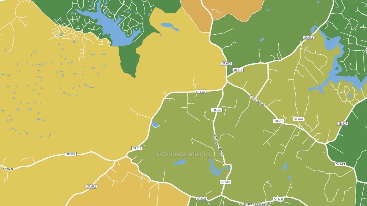 Todds Tavern, VA Map of Burglary Rates