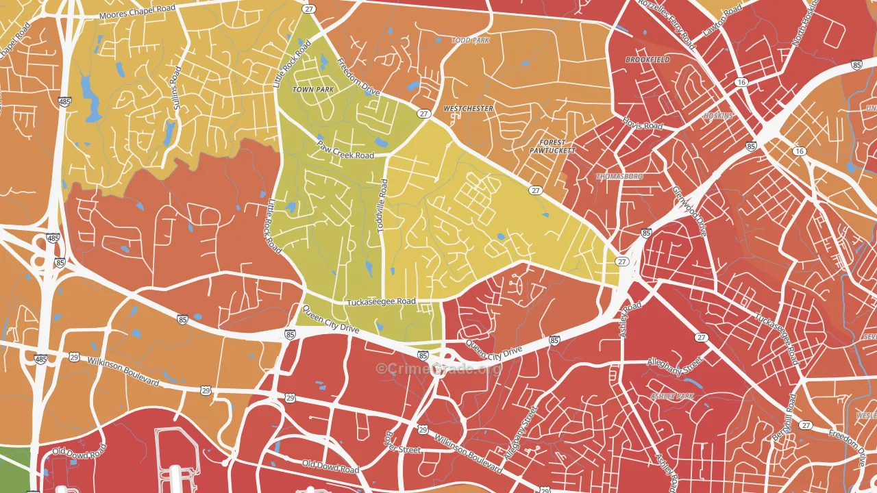 Toddville Road, Charlotte, NC Map of Burglary Rates