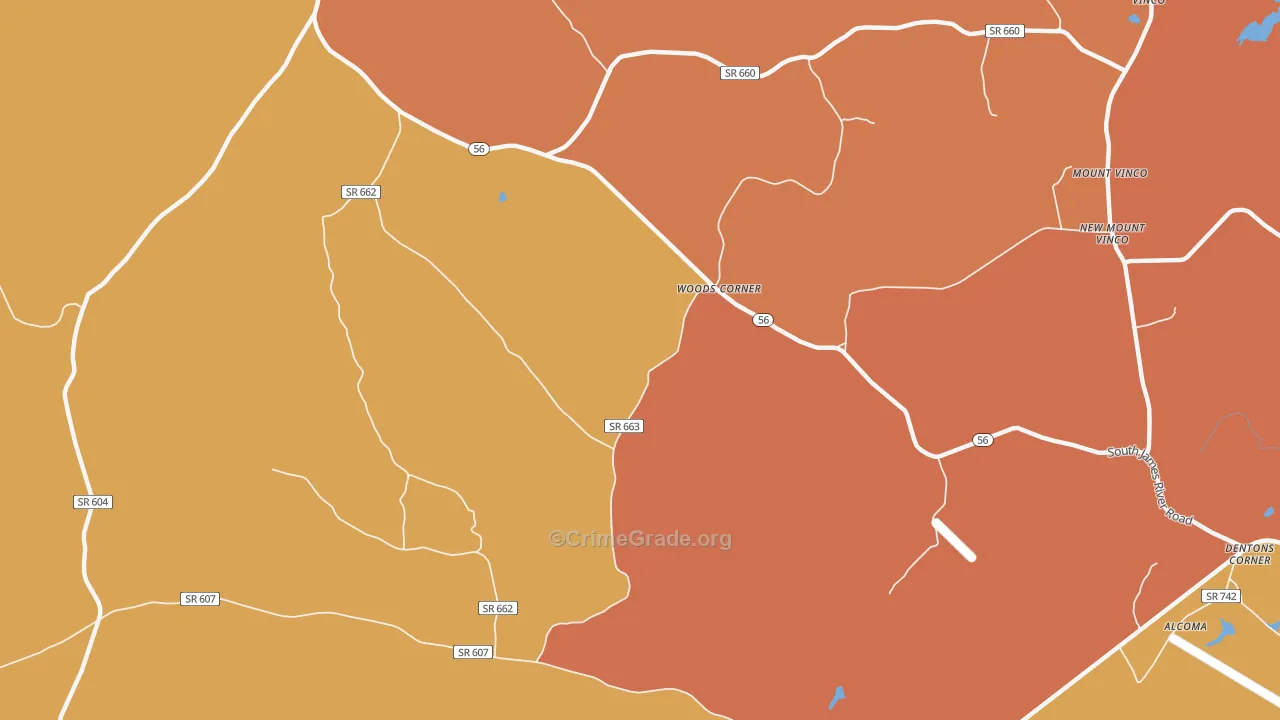 Toga, VA Map of Burglary Rates