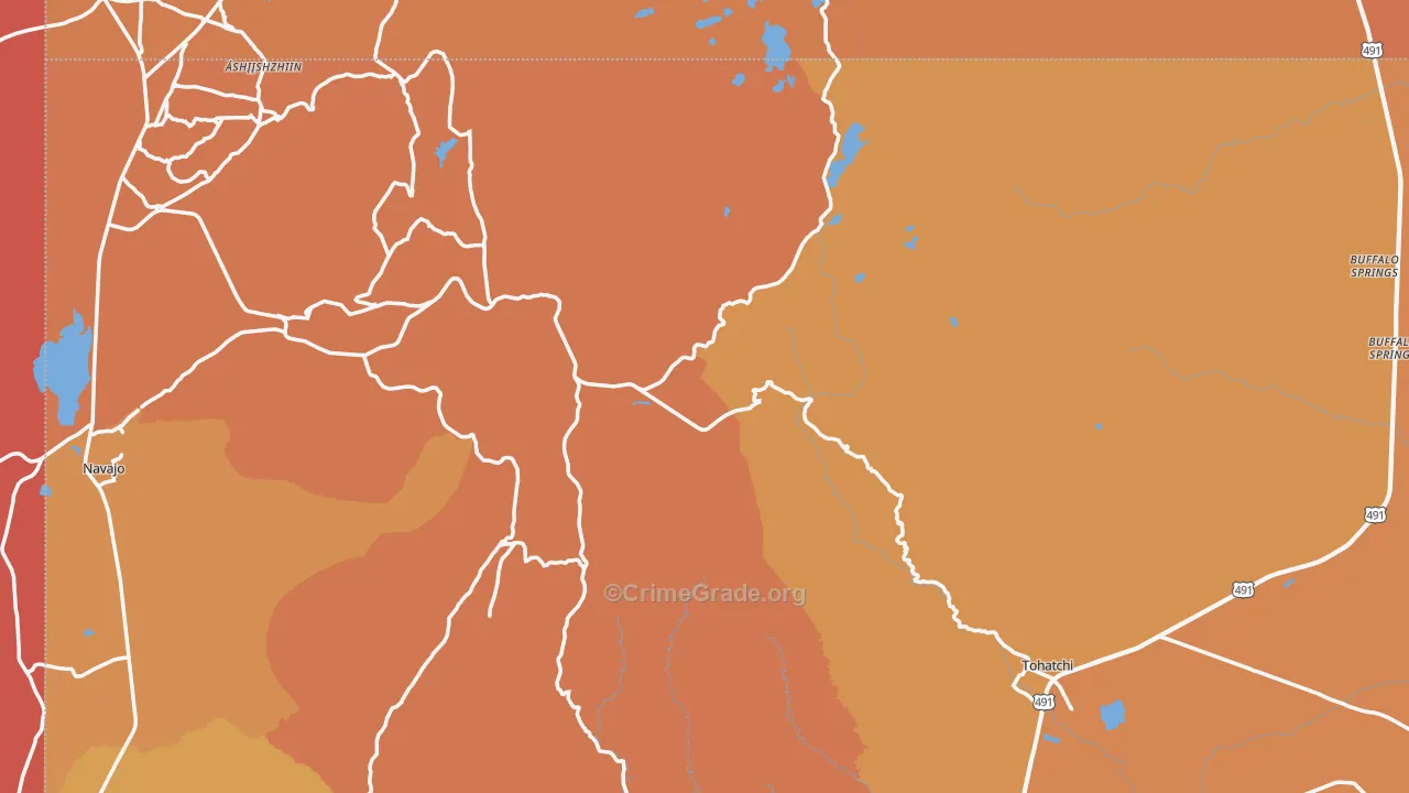 Tohatchi, NM Map of Burglary Rates