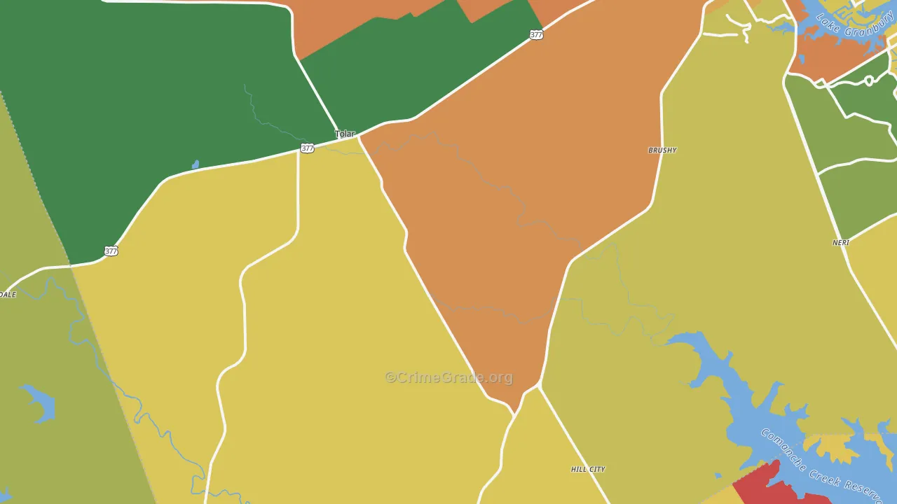 Tolar, TX Map of Burglary Rates