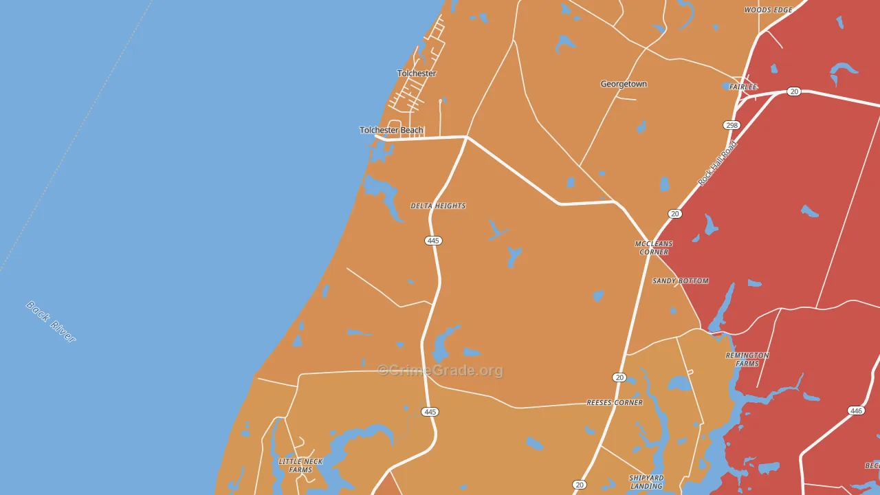 Tolchester Beach, MD Map of Burglary Rates