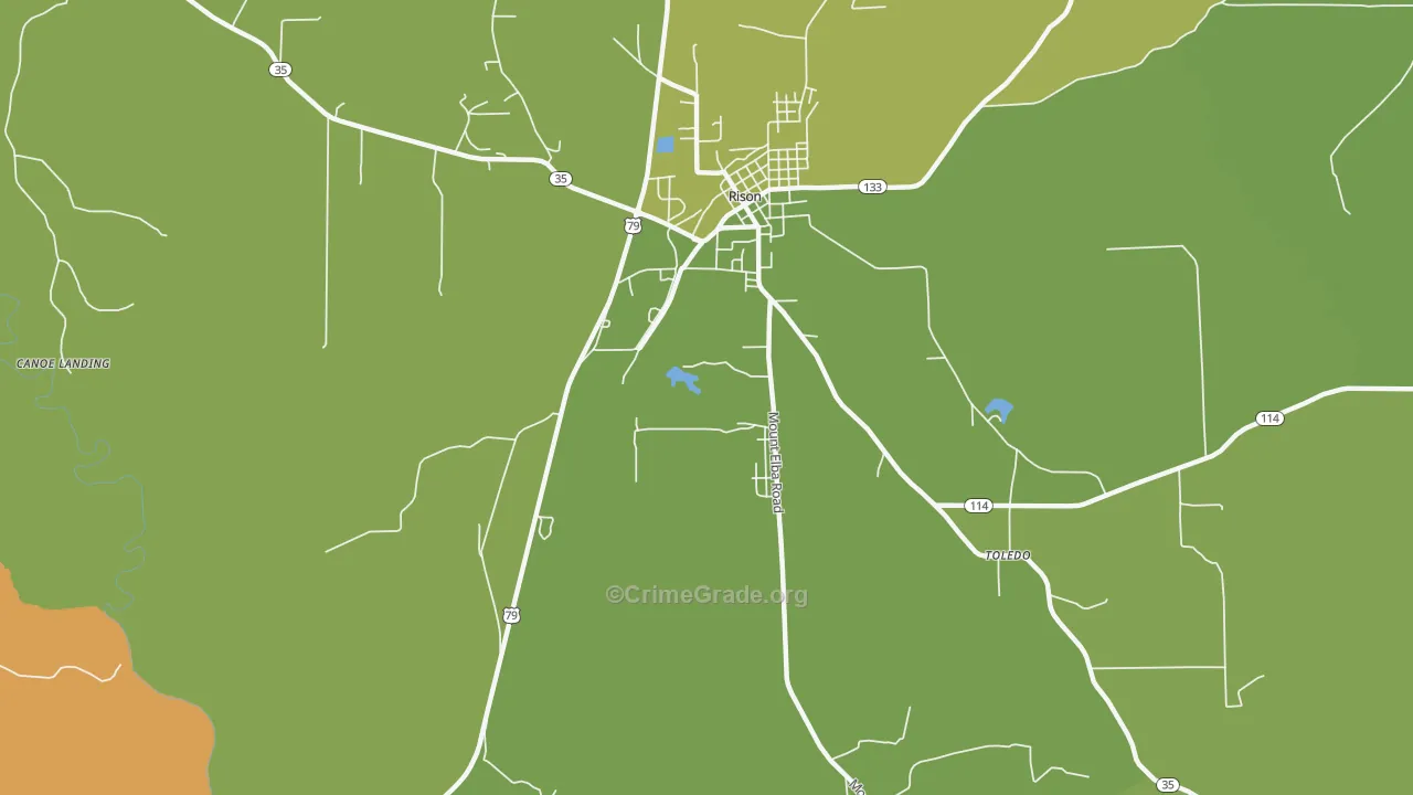 Toledo, AR Map of Burglary Rates