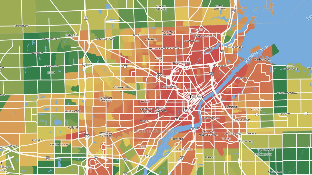 Toledo, OH Map of Burglary Rates