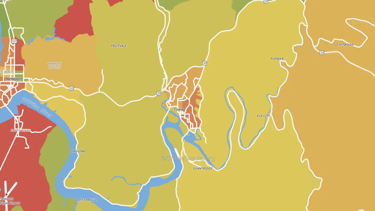 Toledo, OR Map of Burglary Rates