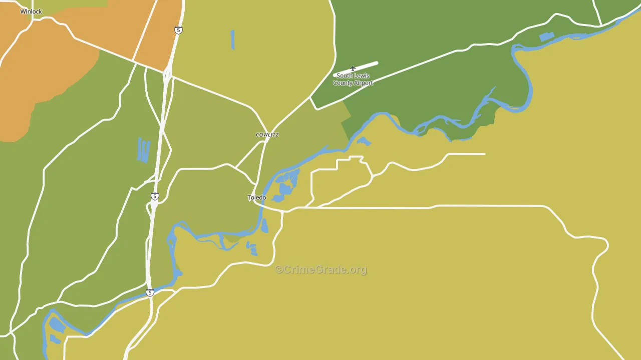 Toledo, WA Map of Burglary Rates