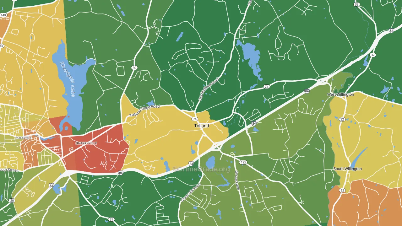 Tolland, CT Map of Burglary Rates