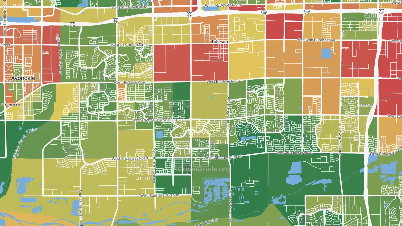 Tolleson, AZ Map of Burglary Rates
