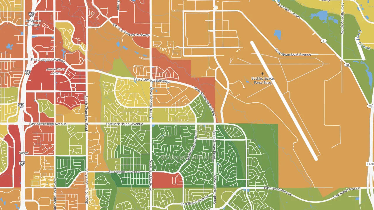 Tollgate Overlook, Aurora, CO Map of Burglary Rates