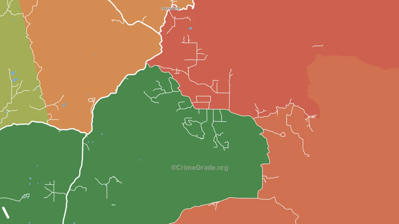Tollhouse, CA Map of Burglary Rates