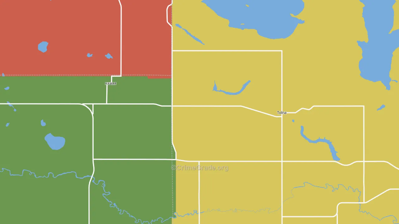 Tolna, ND Map of Burglary Rates