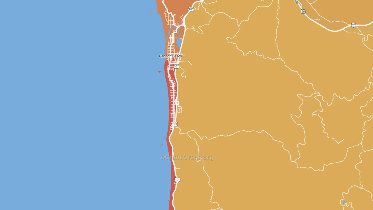 Tolovana Park, OR Map of Burglary Rates