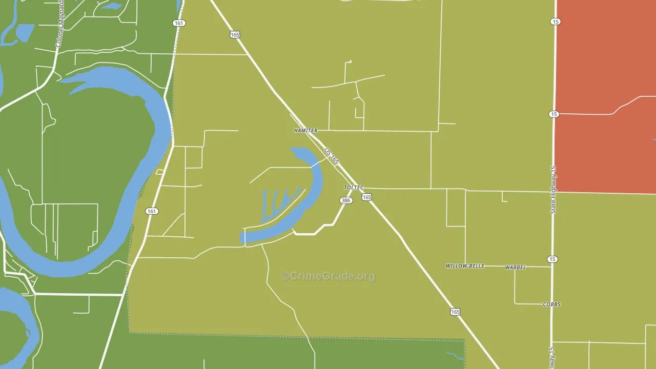 Toltec, AR Map of Burglary Rates