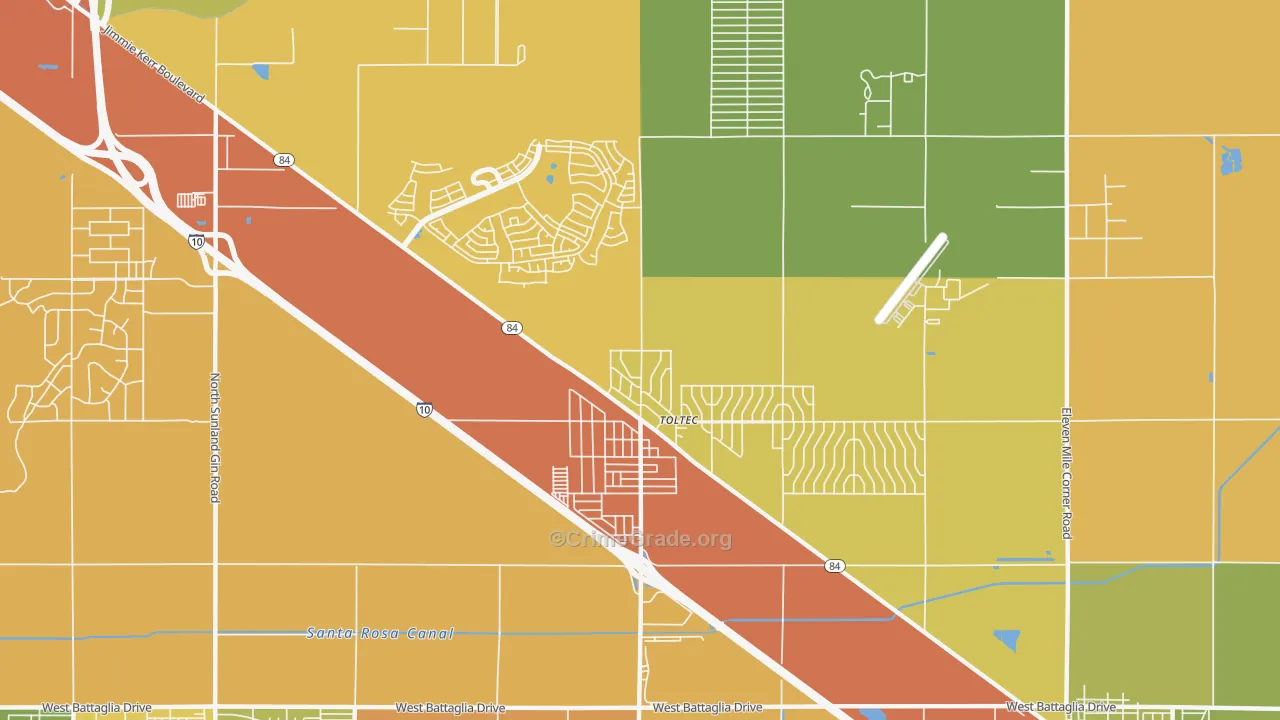Toltec, AZ Map of Burglary Rates