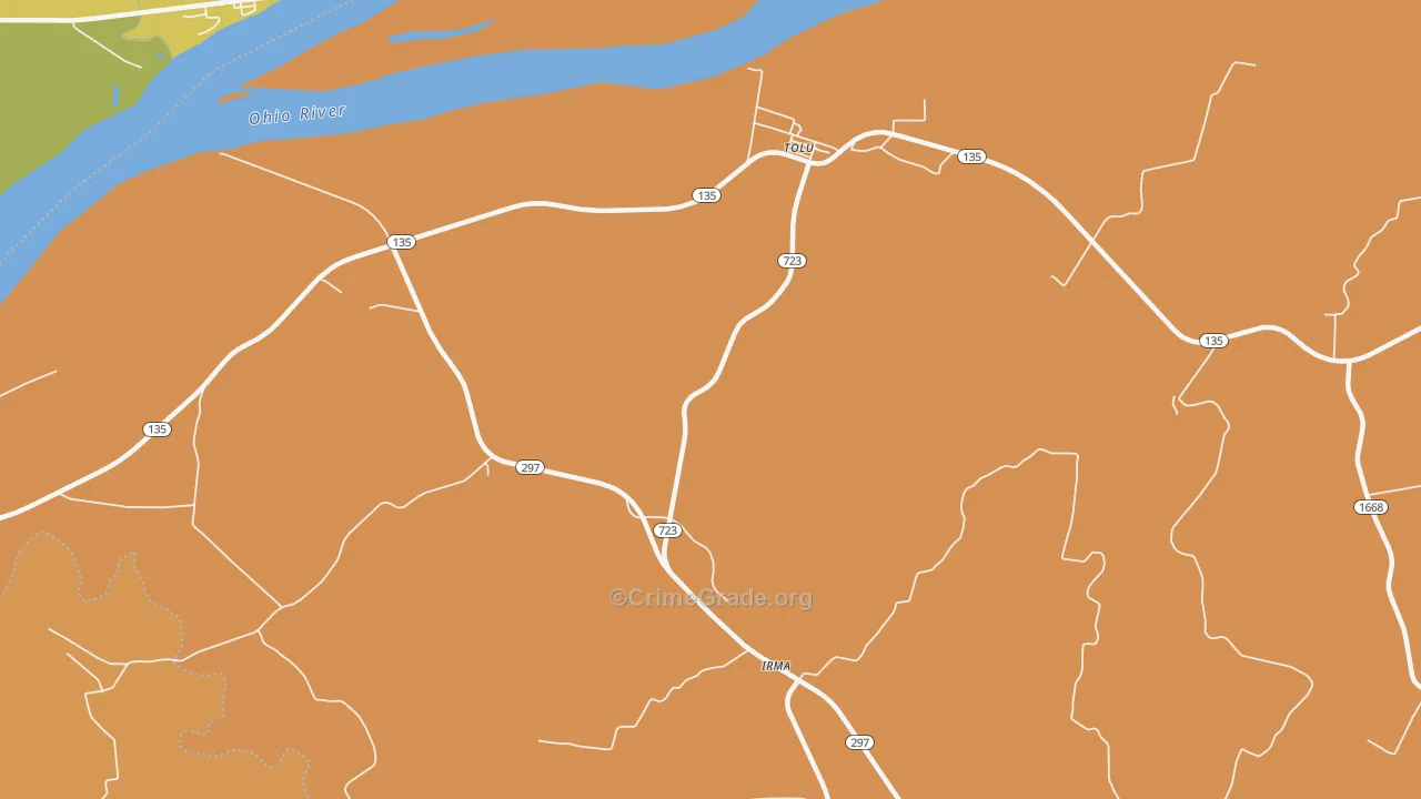 Tolu, KY Map of Burglary Rates