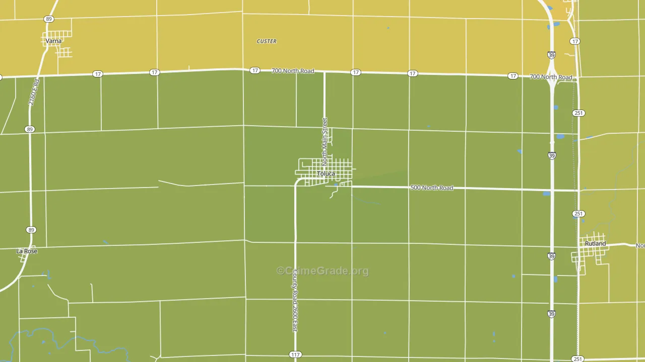 Toluca, IL Map of Burglary Rates