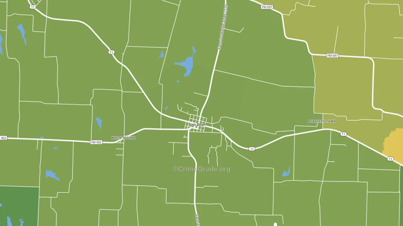 Tom Bean, TX Map of Burglary Rates
