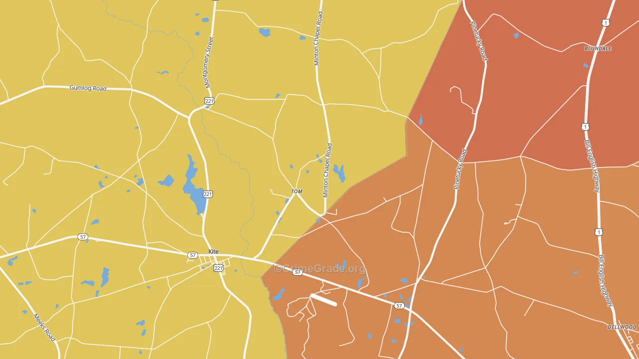 Tom, GA Map of Burglary Rates