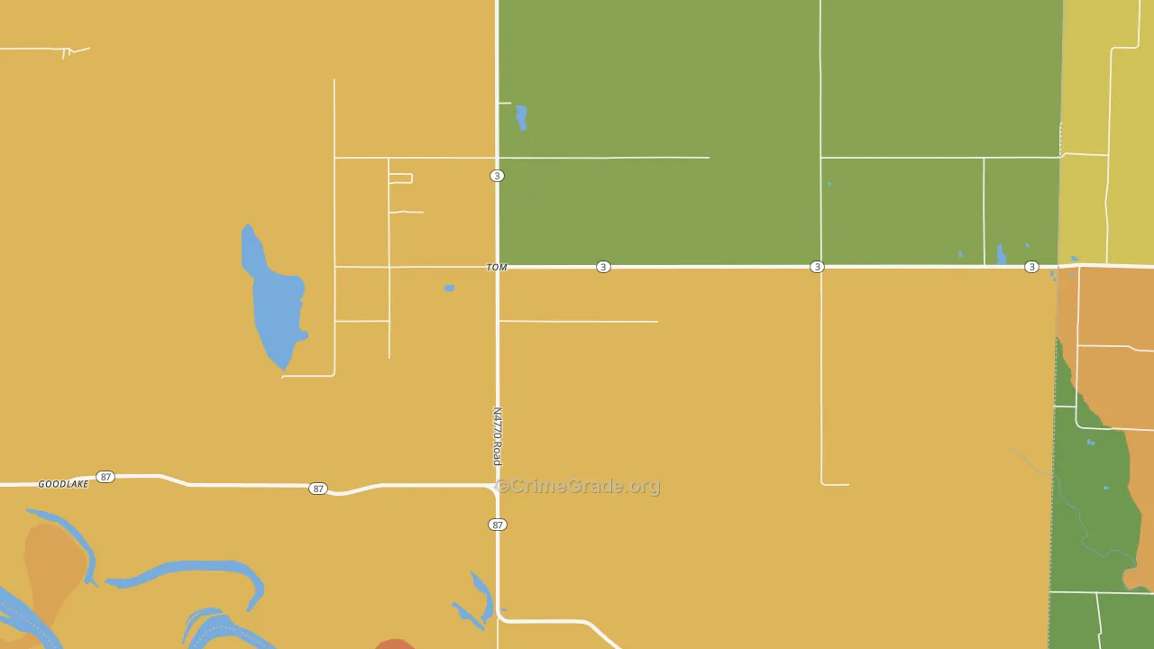 Tom, OK Map of Burglary Rates