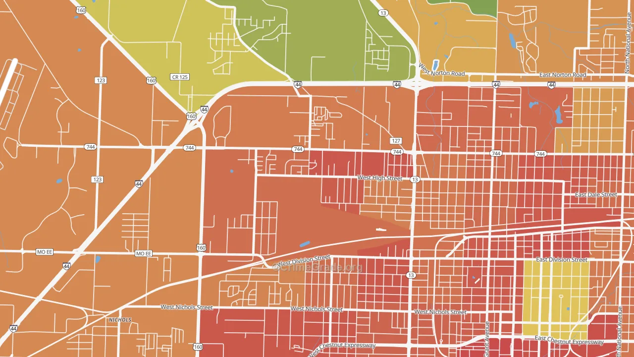 Tom Watkins, Springfield, MO Map of Burglary Rates