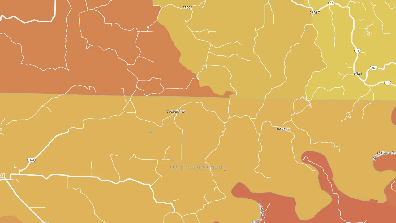 Tomahawk, AR Map of Burglary Rates