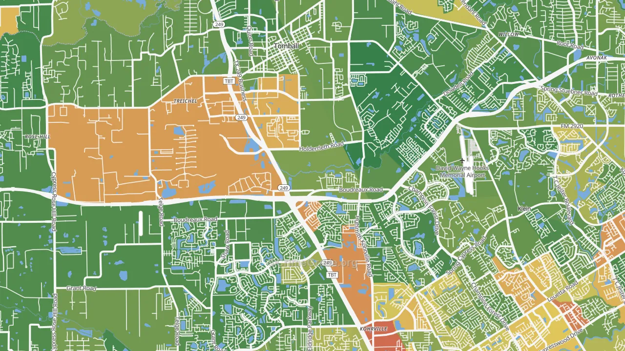 Tomball, TX Map of Burglary Rates