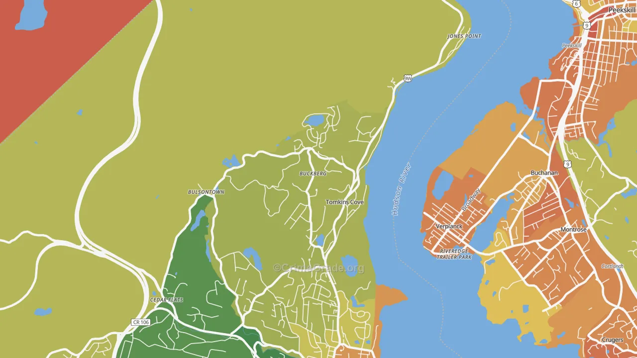 Tomkins Cove, NY Map of Burglary Rates