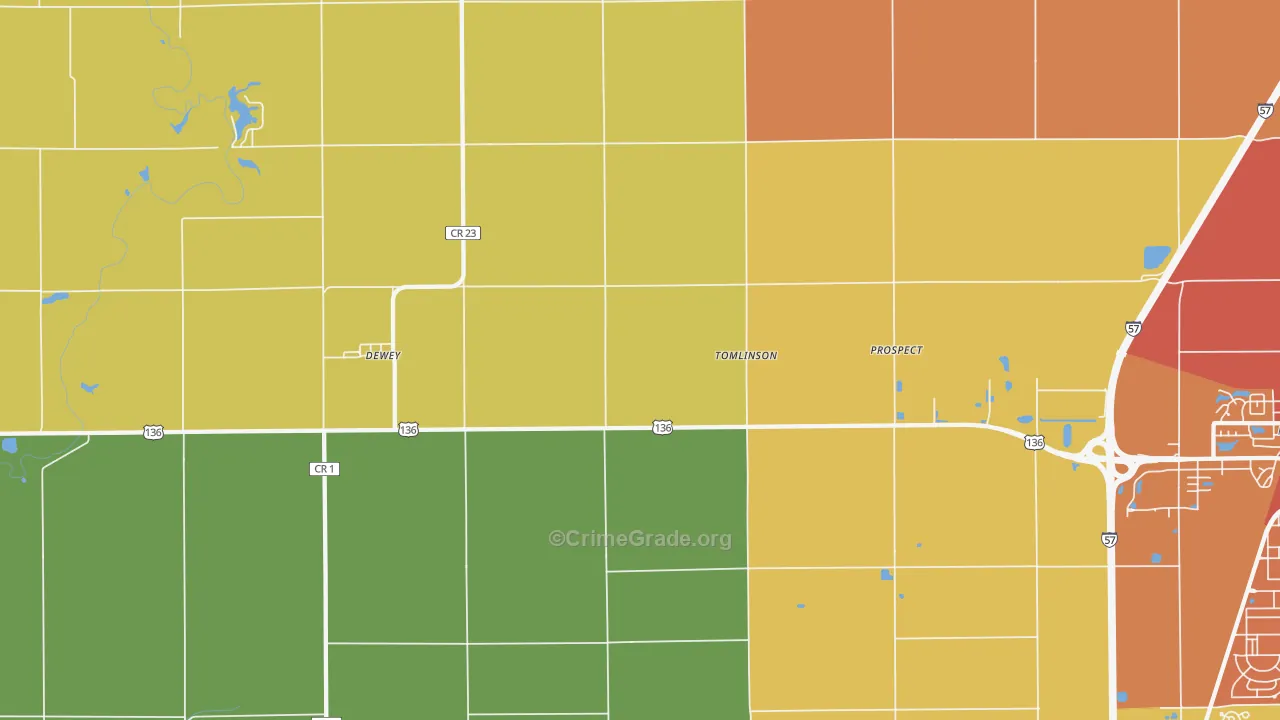 Tomlinson, IL Map of Burglary Rates