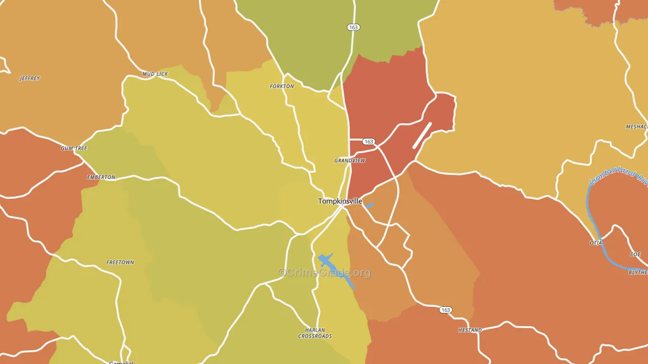 Tompkinsville, KY Map of Burglary Rates