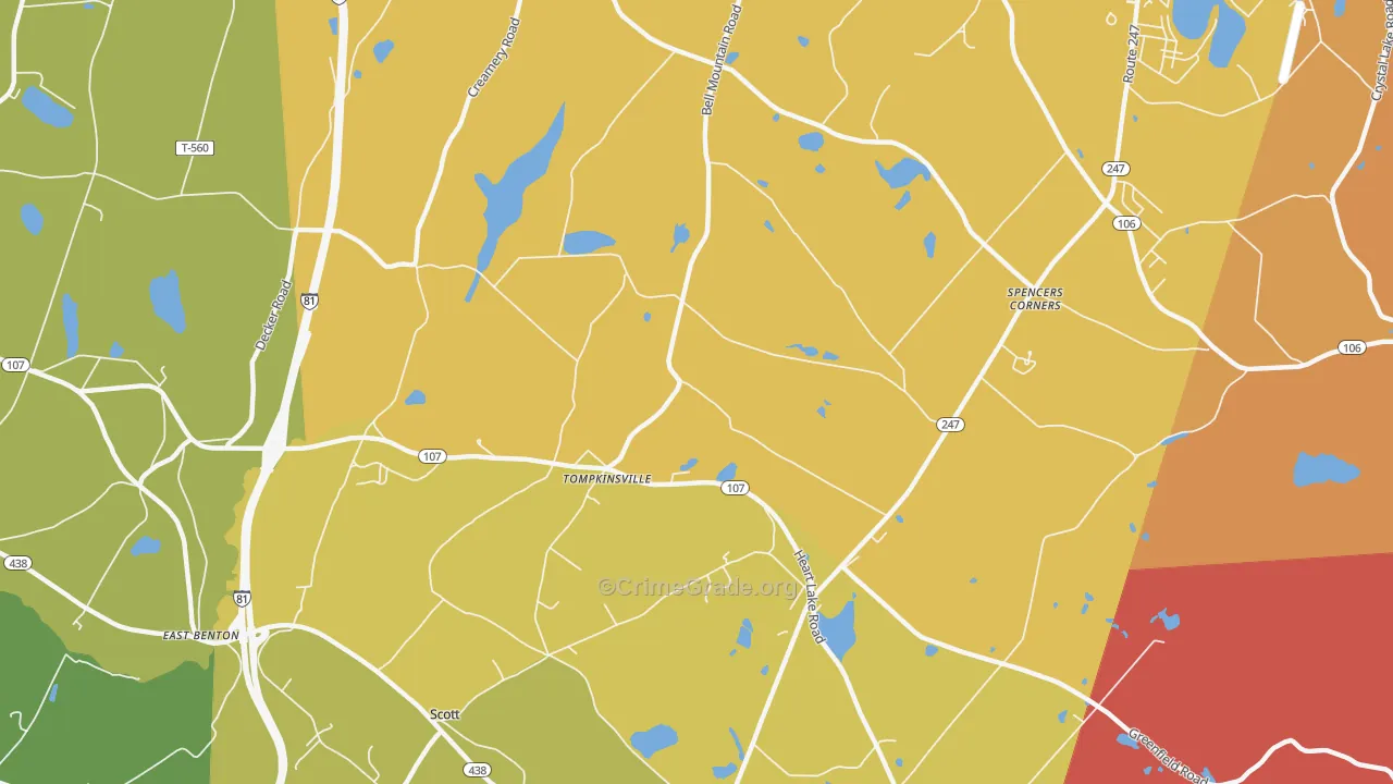 Tompkinsville, PA Map of Burglary Rates