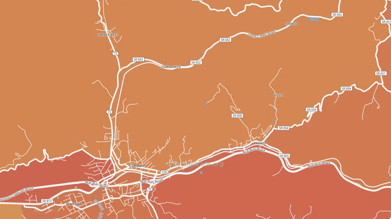 Toms Creek, VA Map of Burglary Rates