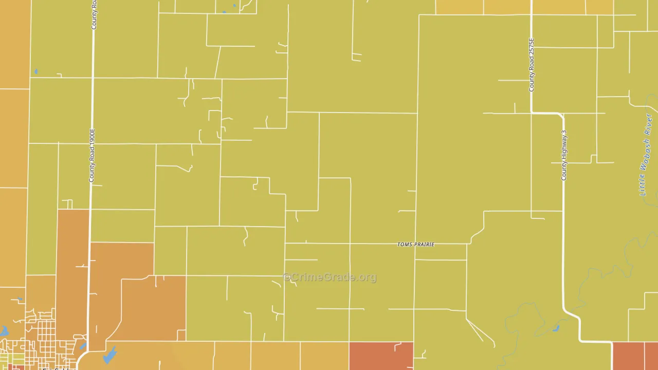 Toms Prairie, IL Map of Burglary Rates