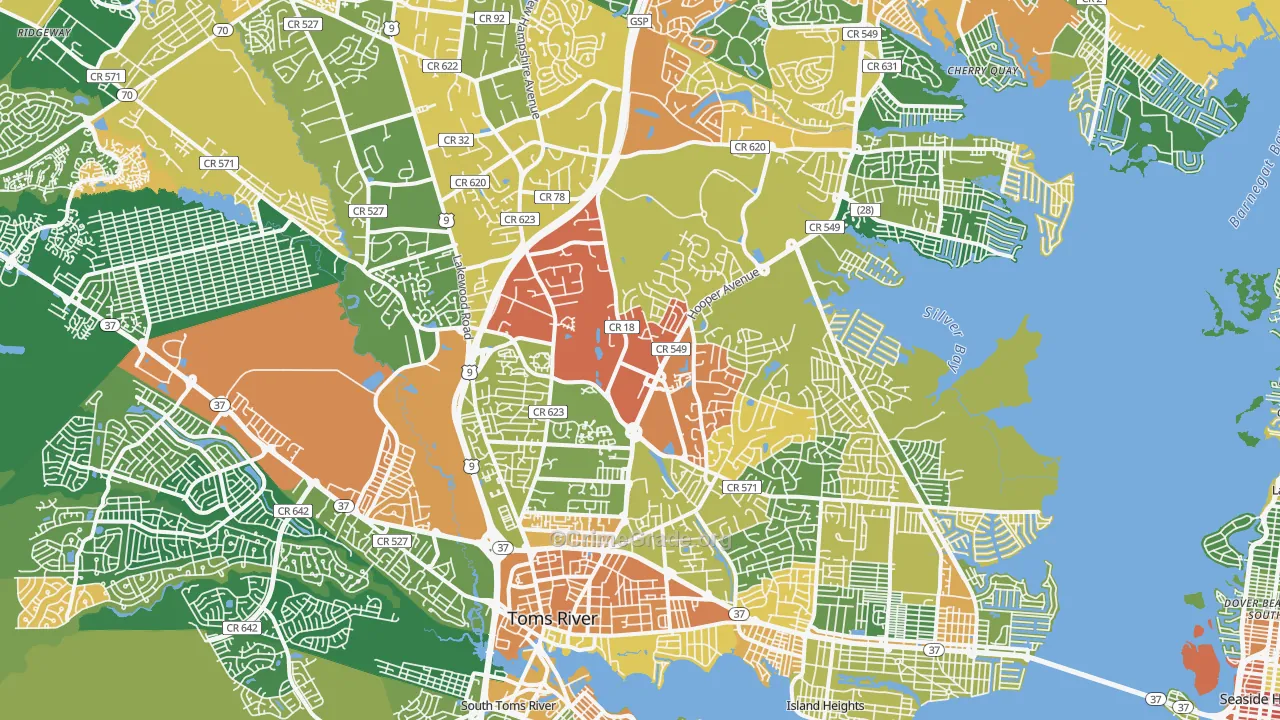 Toms River, NJ Map of Burglary Rates