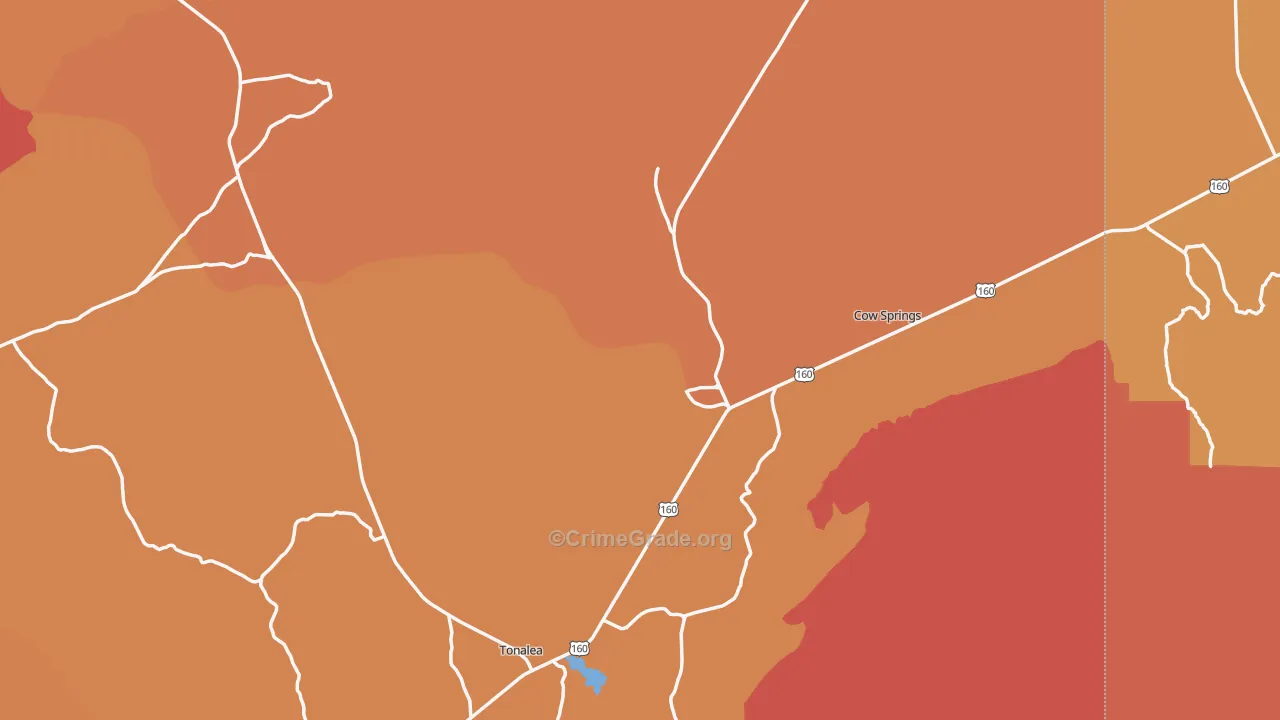 Tonalea, AZ Map of Burglary Rates