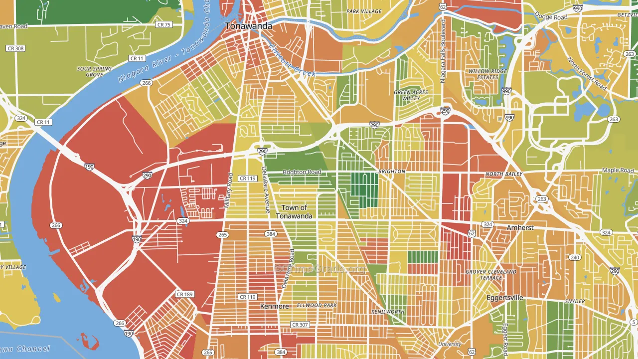 Tonawanda, NY Map of Burglary Rates