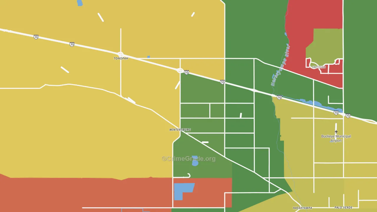 Tonopah, AZ Map of Burglary Rates