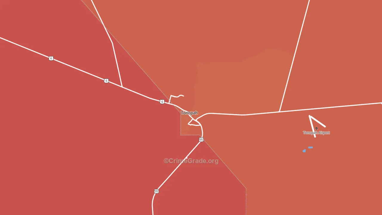Tonopah, NV Map of Burglary Rates