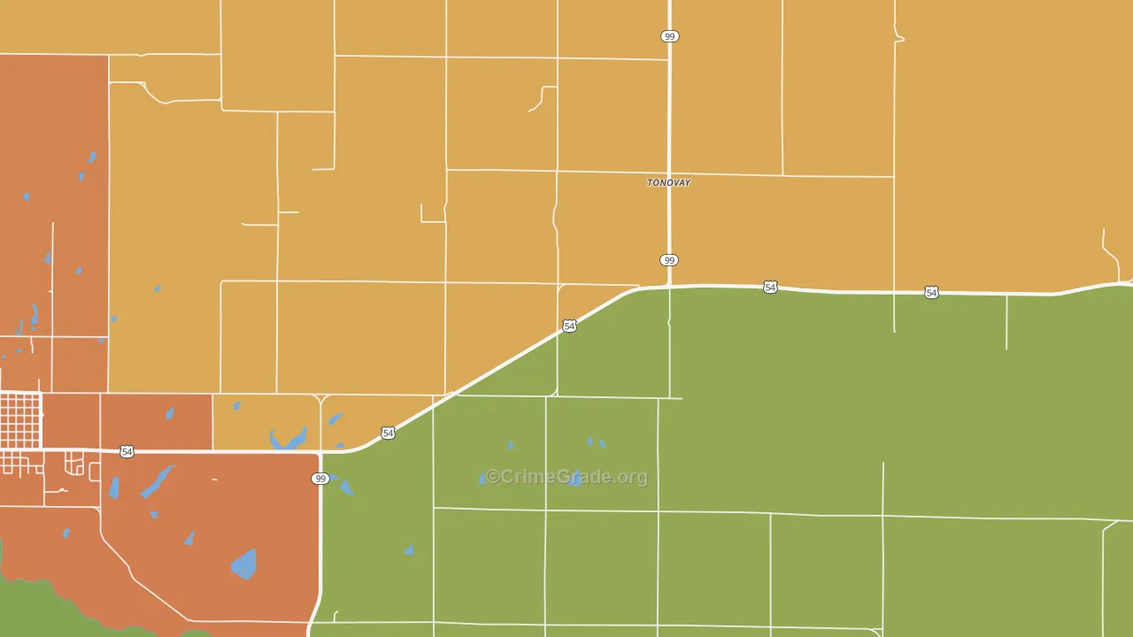 Tonovay, KS Map of Burglary Rates