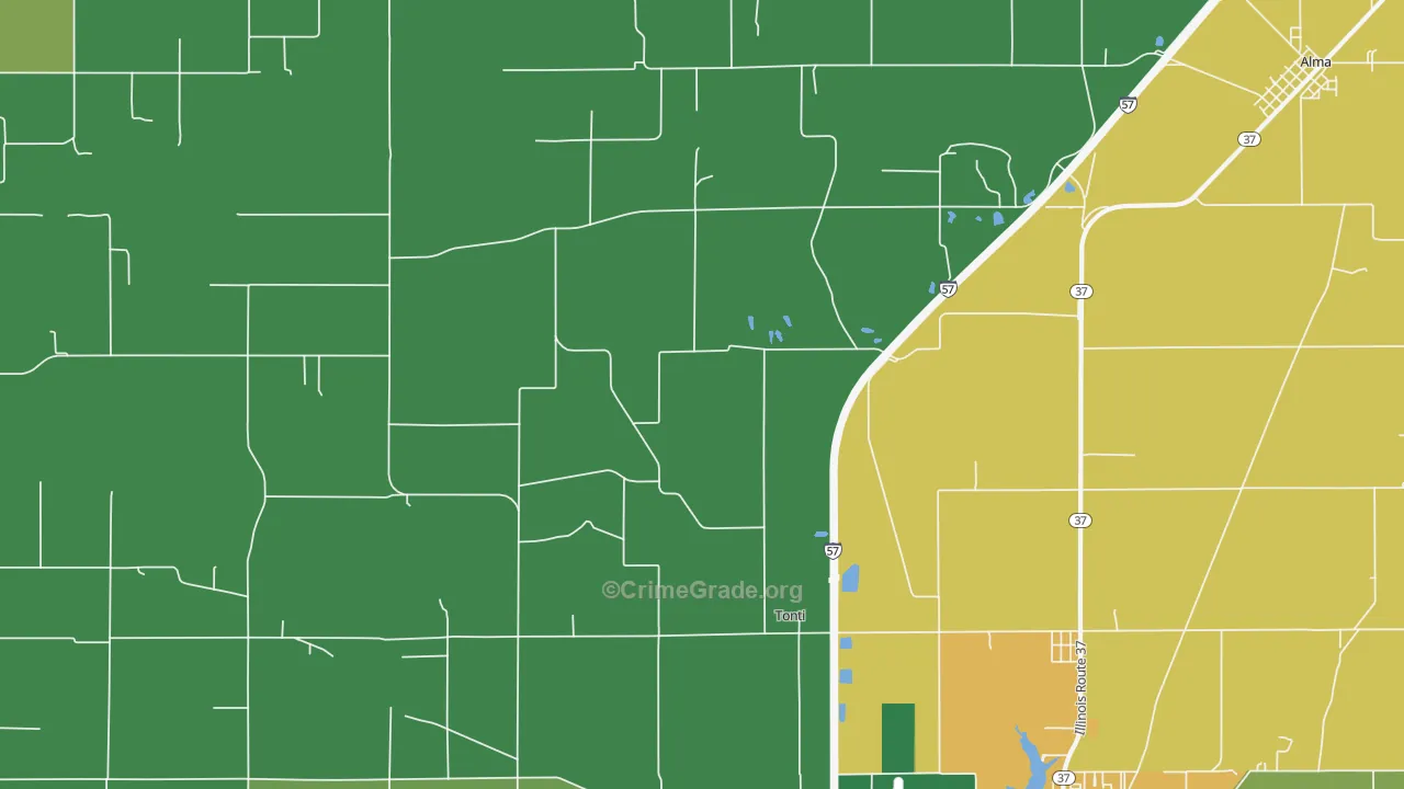 Tonti, IL Map of Burglary Rates